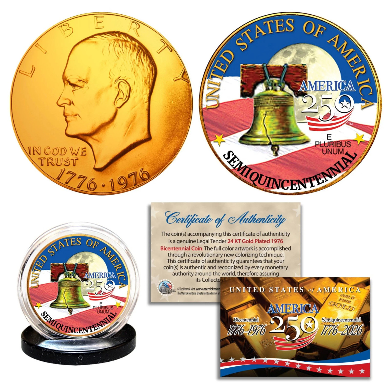 1776–2026 America 250th Anniversary 1976 Bicentennial 24K