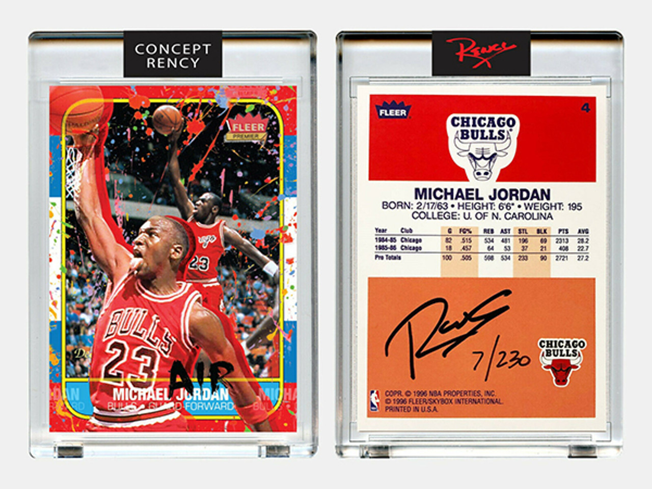 Michael Jordan Autographed Original Fleer Rookie Card Art - Upper