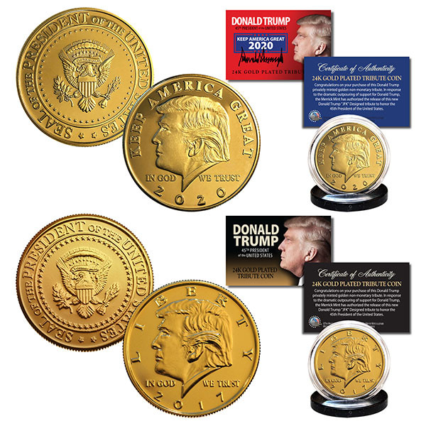 2018 Donald Trump 45th President, Collectors Edition 24kt Gold Plated