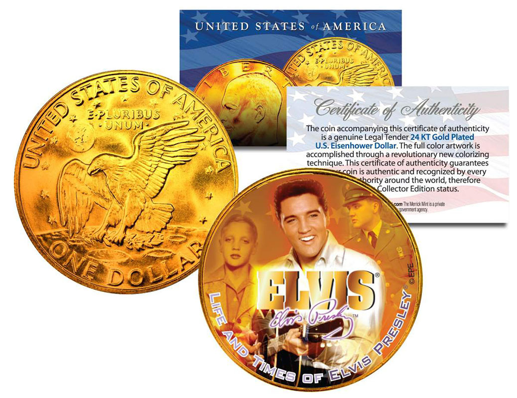 Elvis Life And Times 24K Gold Plated Ike Dollar