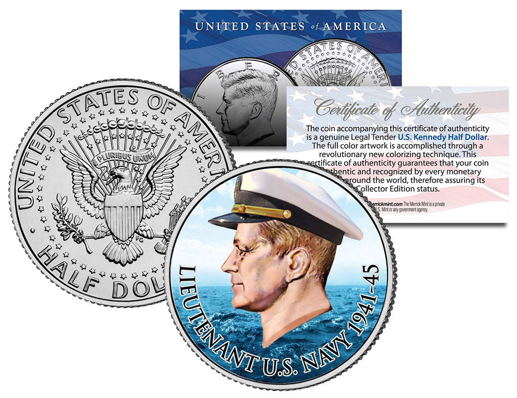 Colorized Kennedy Coin Colorized 2015 JFK Half Dollar Coin With $1