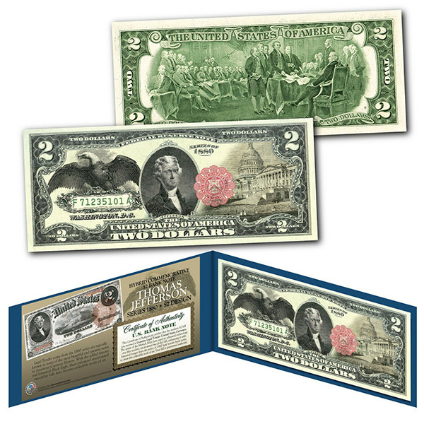 BANKNOTESコレクション② 22枚 1880 Series $2 Thomas Jefferson Hybrid Banknote designed on modern