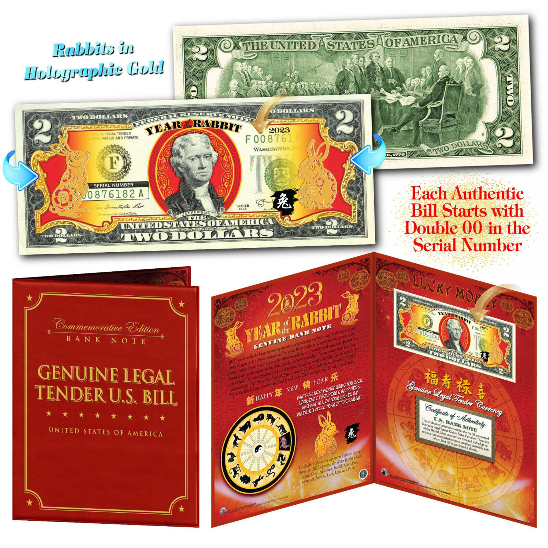 Lucky money collection: bep launches lucky money collection: bep 2023 Chinese New YEAR OF THE RABBIT Lucky Money $1 & $2 Set DUAL 8's