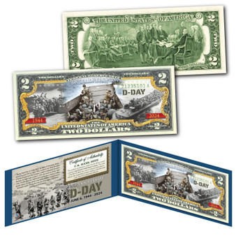 WWII D-DAY Normandy 80th Anniversary 1944-2024 Colorized $2 Bill