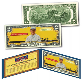 TY COBB 1933 Sport Kings #1 Detroit Tigers Iconic Card Art Genuine U.S. $2 Bill