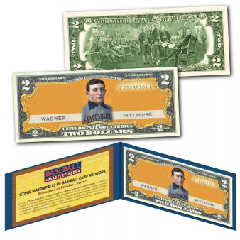 HONUS WAGNER T206 1909-11 Tobacco Rare Baseball Iconic Card Art Genuine $2 Bill
