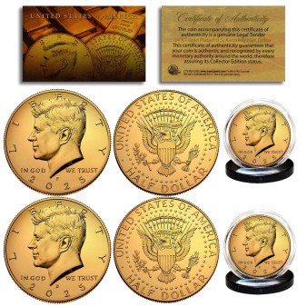 2026 P&D MINT 24K GOLD Plated Enduring Liberty Half Dollar 2 Coin