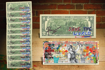 Frontline Heroes Banksy SAVE THE WORLD Signed RENCY $2 Bill - S/N LTD of 11