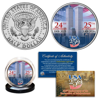 WORLD TRADE CENTER 9/11 24th-25th Anniversary JFK Half Dollar AMERICA 250