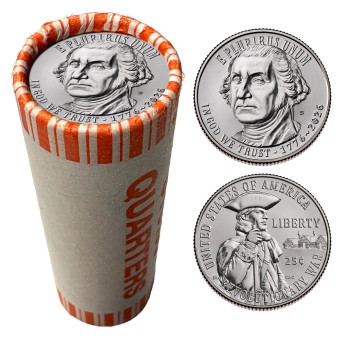 America 250 Revolutionary War 1776-2026 Uncirculated Quarter $10 Roll - Denver (D) Mint