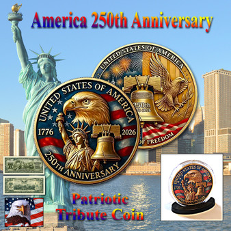 America 250 1 Oz. Tribute Coin - Gold Liberty Eagle Bell