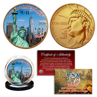 9/11 WTC 25th Anniversary 24K Gold Clad 2026 ENDURING LIBERTY HALF DOLLAR USA250