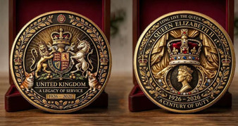 Queen Elizabeth II 1926-2026  A Legacy of Service Gold Plated 1 Oz. Tribute Coin