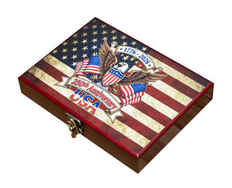 America 250 Elegant Wooden Gift Box for 6 Tribute Coins