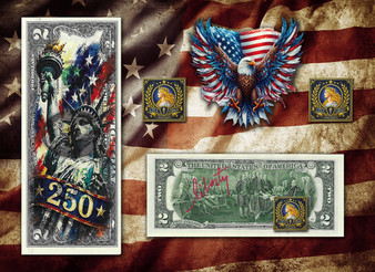 America 250 Statue Of Liberty Colorized & Liberty Signed $2 Bill
