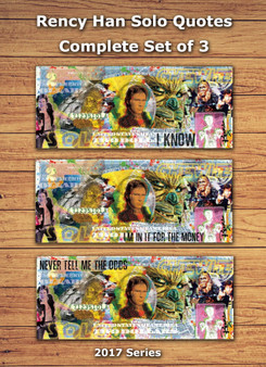 Rency Art Star Wars Han Solo Colorized $2 Bill - Set of all 3