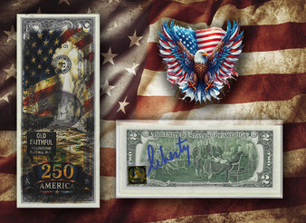 America 250 Old Faithful Colorized & Liberty Signed $2 Bill