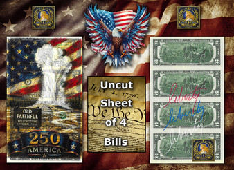 America 250 Old Faithful Colorized & Liberty Signed $2 Bill