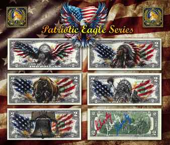 Patriotic Eagle Series by Liberty - Set of 5 Colorized $2 Bills