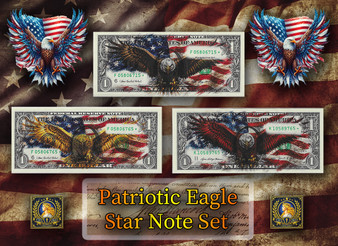 Patriotic Eagles Star Note Set LTD of 50 - Complete Set of 3 Bills