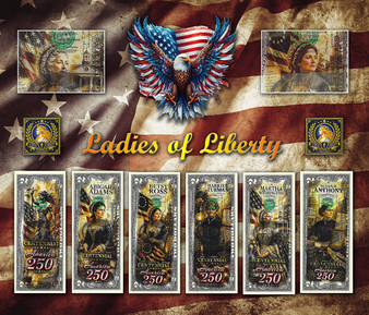 Ladies of Liberty Colorized $2 Bill Set Complete 6-Note Collection