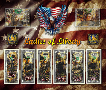 Ladies of Liberty Colorized $2 Bill Set Complete 6-Note Collection