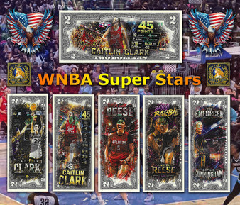 WNBA Super Stars - Colorized Liberty Signed Set of 6 $2 Bills LTD of 50