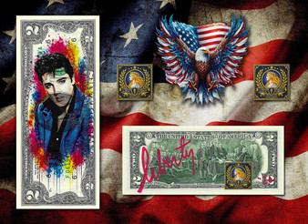Pop Art Icons - Elvis Presley - Colorized & Liberty Signed $2 Bill