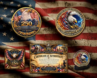 America 250 1 Oz. Tribute Coin - Patriotic Eagles