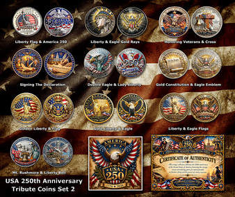USA 250th Anniversary Patriotic Tribute 10 Coin Collection - Set 2