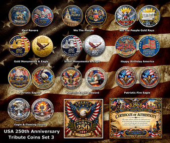 USA 250th Anniversary Patriotic Tribute 10 Coin Collection - Set 3