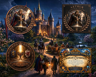 Myths, Fantasies & Legends "Arthur: Legend Of The King" 1 Oz. Pure Copper Coin with Case