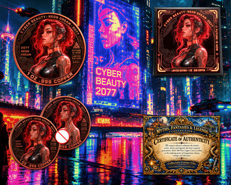 Myths, Fantasies & Legends "Cyber Beauty 2077" 1 Oz. Pure Copper Coin with Case