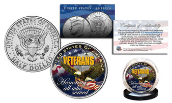 Veterans USA Honoring Those Who Served Colorized Commemorative JFK Half Dollar