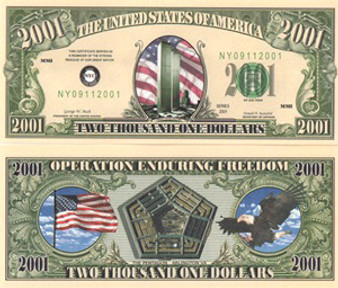 9/11 Enduring Freedom 2001 Dollar Bills