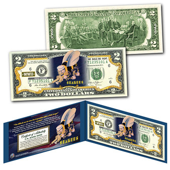 NAVY SEABEES WWII Military CB Construction Builders Colorized Commemorative $2 Bill