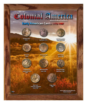 Early American Cents Historical Replica Set in 8" x 10" Frame - V