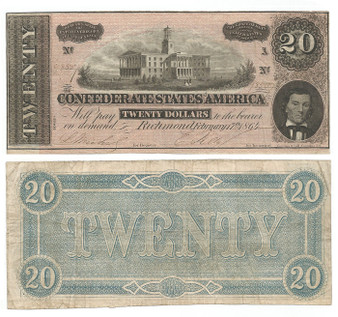 Confederate Currency 1864 $20 Note SN 98587