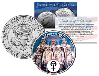 Mercury 7 Astronauts Colorized JFK Half Dollar