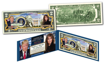 Donald & Melania Trump First Presidential Couple Commemorate Colorized $2 Bill