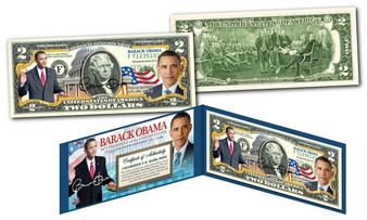 Barack Obama Official 44th President Inauguration Colorized $2 Bill