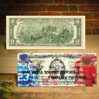 Rency Art Michael Jordan The Future North Carolina Colorized $2 Bill Hand-Signed by Rency