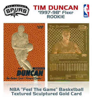 Tim Duncan Feel The Game 1997 Textured 23K Gold Sculptured Card