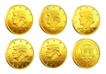 President Trump 24K Gold Plated Tribute 5 Coin Set in Air-Tites Includes 2017, 2018, 2019, 2020 & 2021 Coins
