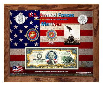 U.S. Armed Forces Vintage Series Marines Colorized Currency Set in 8" x 10" Frame