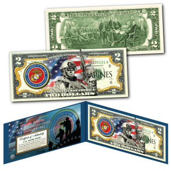 Special Forces Defenders of Freedom Marines Commemorative Colorized $2 Bill