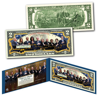 2019 Living Presidents & First Ladies Historical Official Genuine Colorized $2 Bill