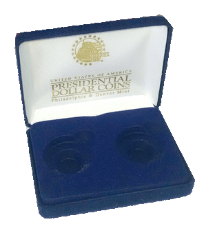 Blue Felt Gift Box for 2 Presidential Dollars