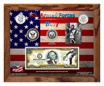 U.S. Armed Forces Vintage Series Navy Colorized Currency Set in 8" x 10" Frame