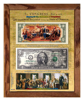 Signing Of The Declaration of Independence Colorized $2 Bill Currency Set in 8" x 10" Frame